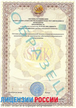 Образец сертификата соответствия (приложение) Черниговка Сертификат ISO 13485